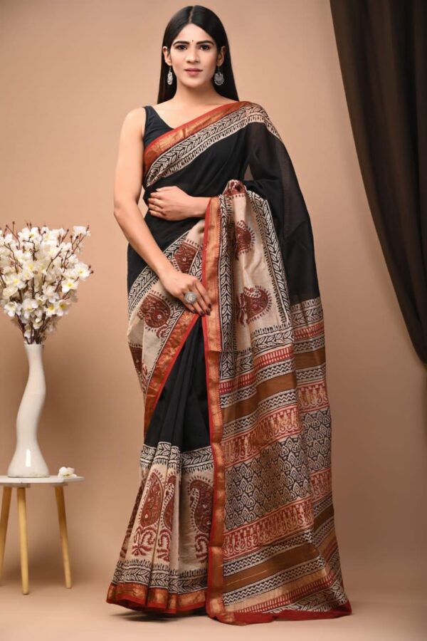 Soft Printed Maheshwari Silk Saree