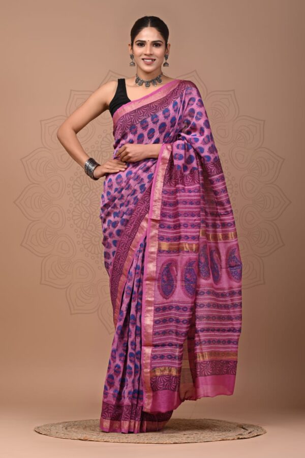 Heritage Printed Maheshwari Silk Saree