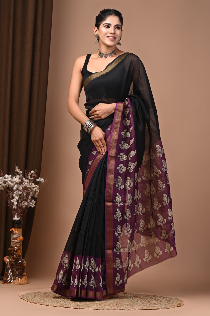 Royal Printed Maheshwari Silk Saree