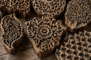Hand-carved wooden blocks used in Bagru hand block printing