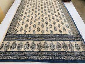 Finished Bagru hand block printed cotton fabric