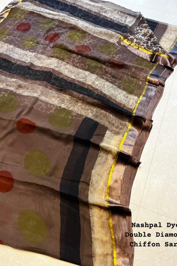 Tobacco Brown Chiffon Saree Pomegranate Pill Nashpal Dyed