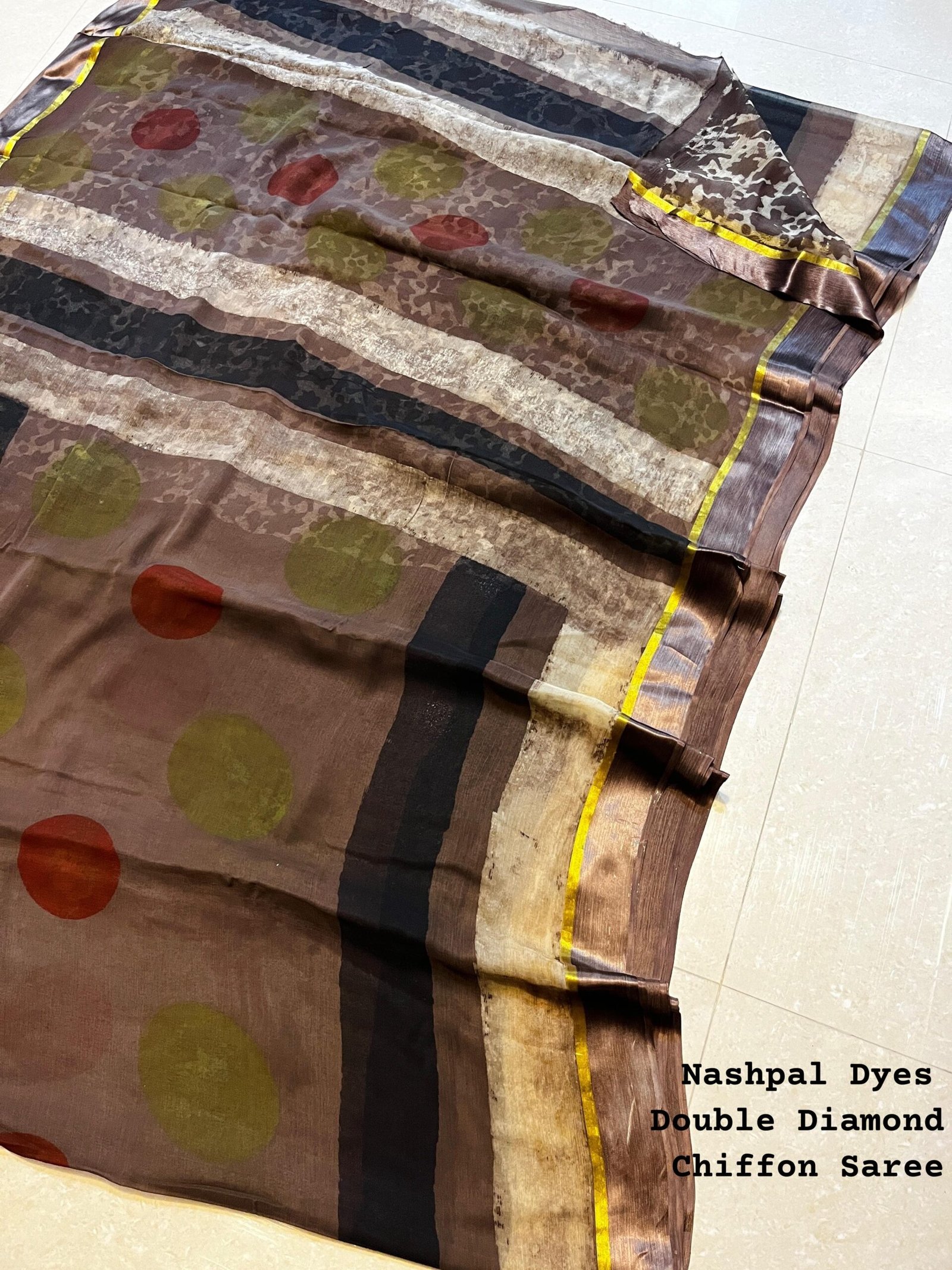 Tobacco Brown Chiffon Saree Pomegranate Pill Nashpal Dyed