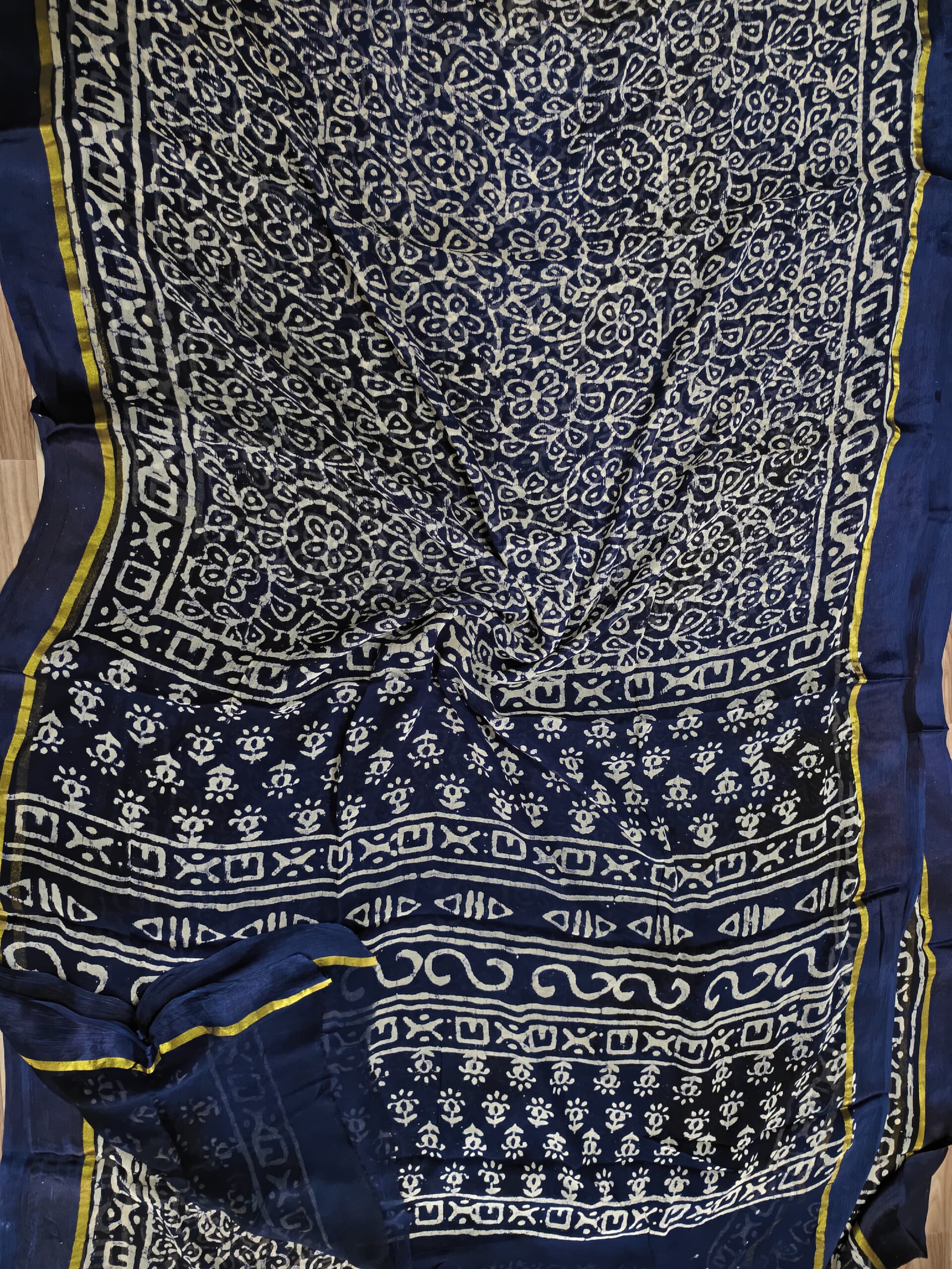 Classic Bagru Chiffon Saree