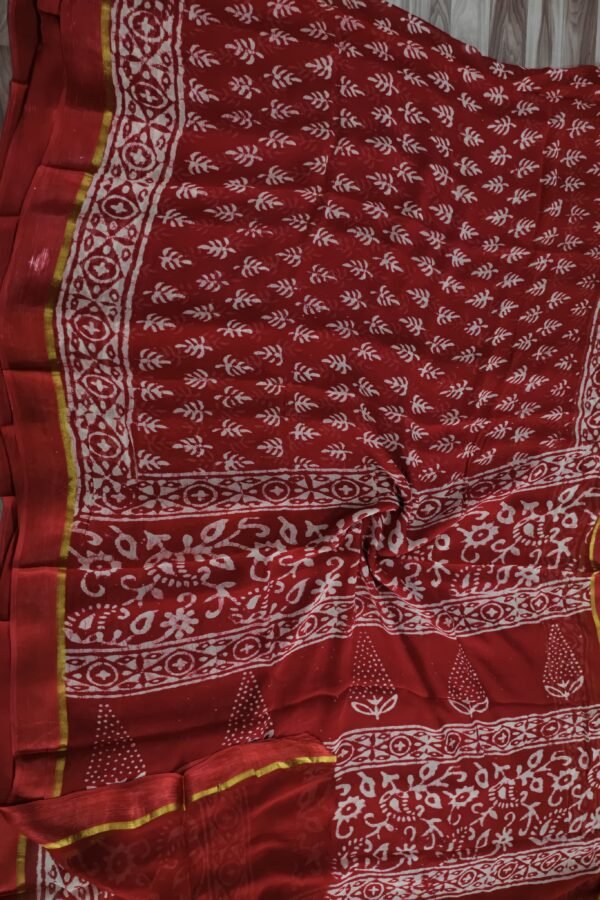 Redwood Chiffon Saree Bagru Block Printed